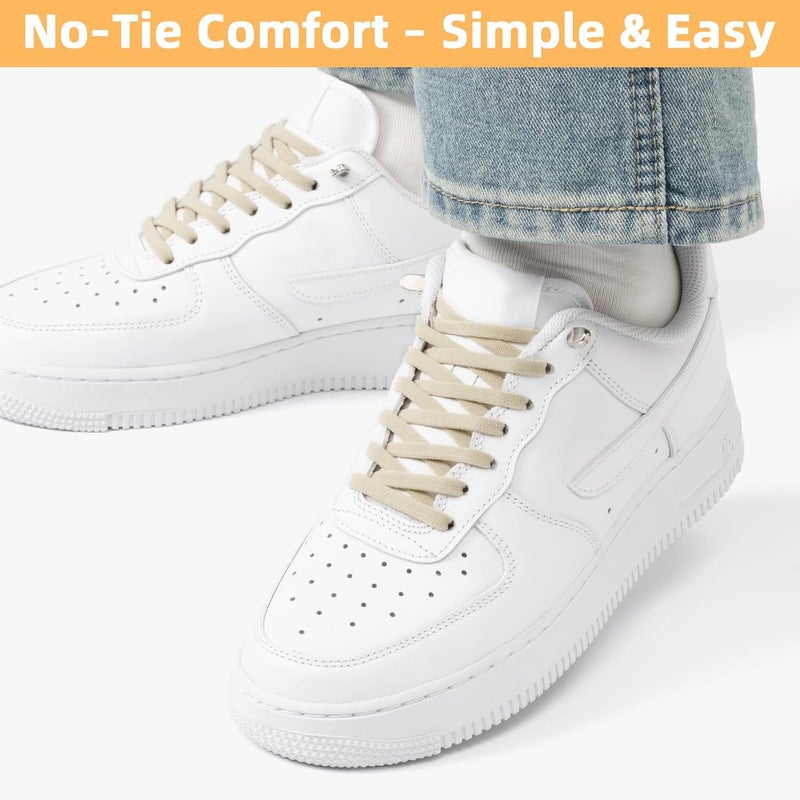 Stepace 2 Pairs Elastic No Tie Shoe Laces for Kids and Adults Sneakers, Stretch Flat Tieless Shoestrings - Image 2